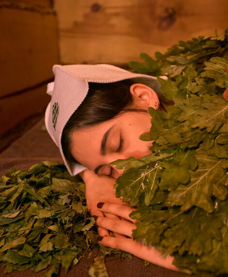 Cedar sauna and broom steaming