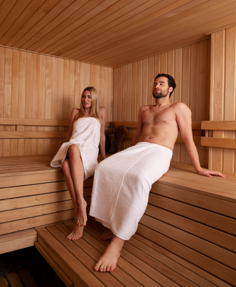 Finnish sauna with a swimming pool