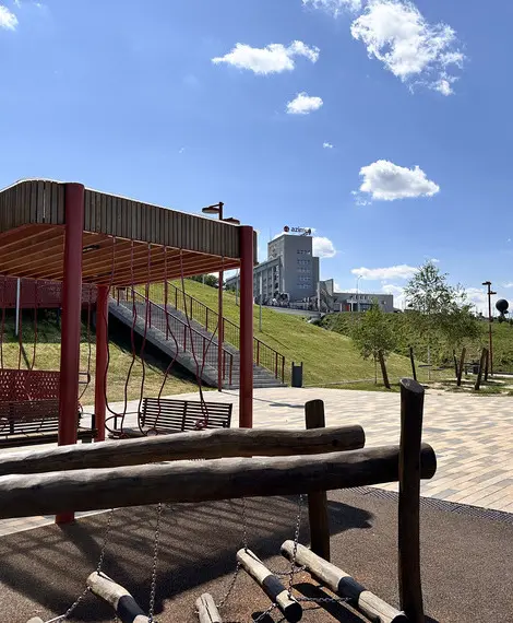 Children's playground with the river view
